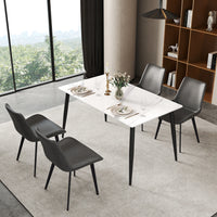 3 Sizes & 3 Colors Rectangular Dining Table – 2-Tone Tapered Metal Legs