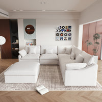 Modular Sofa – Multi-Color Chenille Fabric with Ottoman, Configurable Sectional for Living Room