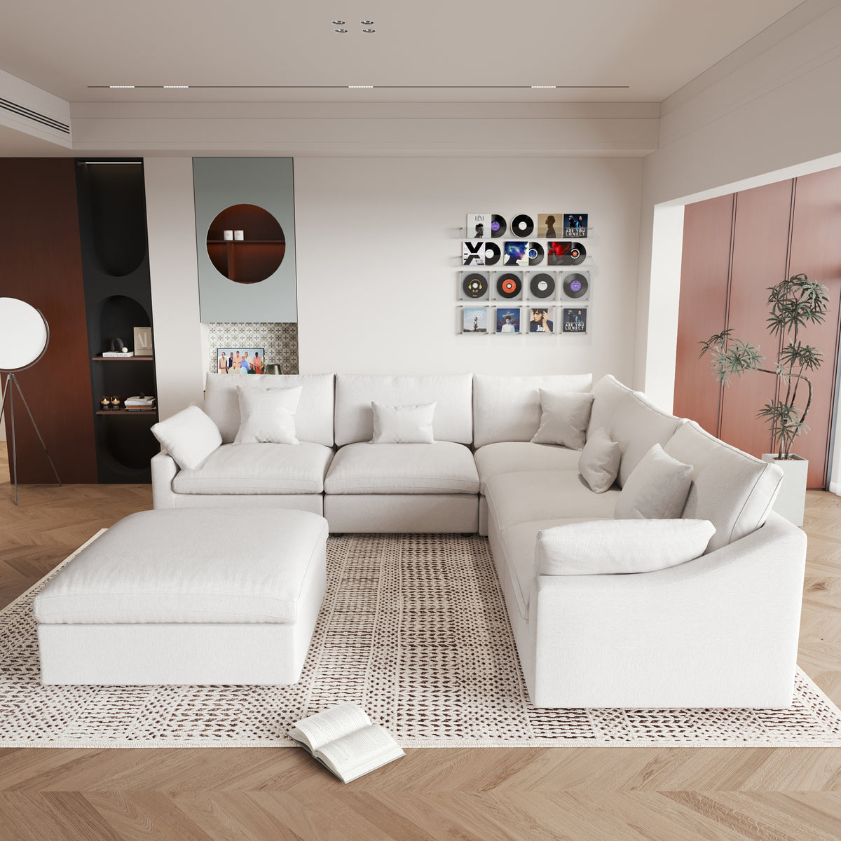 Modular Sofa – Multi-Color Chenille Fabric with Ottoman, Configurable Sectional for Living Room