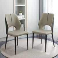 Modern Contrast Color Hollow Back Dining Chair Set of 2