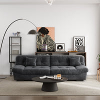 Extended Puff-Style Cushioned Modular Sofa – Soft Velvet Fabric + 3D Quilting, Retro Relaxed Vibe Living Room Sofa