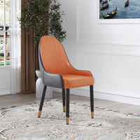 Modern Contrast Color Quilted Back Dining Chair Set of 2