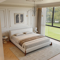 Boucle Fabric Minimalist King Size Bed