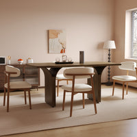 Light Luxury Modern Style Arched Table Legs Light Wood Dining Table