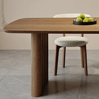 Modern Solid Ash Wood 70.87 Inches Dining Table for 6-8 People with Wood Legs