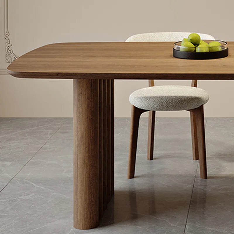 Modern Solid Ash Wood 70.87 Inches Dining Table for 6-8 People with Wood Legs