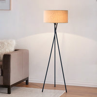 Modern Tripod Floor Lamp with Drum Shade – Standing Lamp for Living Room & Bedroom