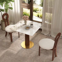 Light Luxury Conversation Table – Multi-Shape & Material Options + Column-Pattern Solid Wood Leg, Light Retro Leisure Table