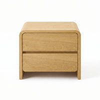 【LAS VEGAS MARKET EXHIBIT Curved Log Nightstand】All-rounded solid log bedside table exhibited at Las Vegas Furniture Fair, soft continuous curved silhouette delivers pure natural log minimalist bedroom storage aesthetic.