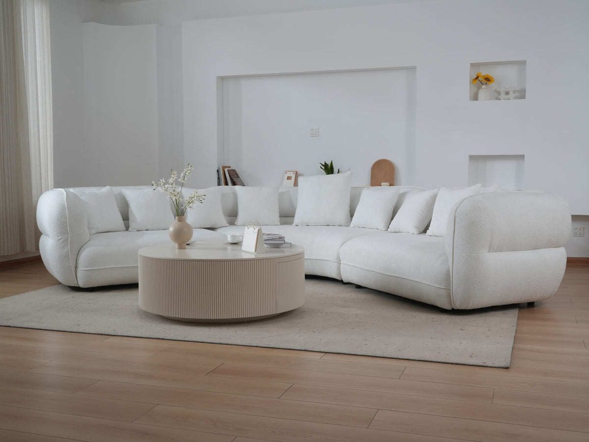 Spacious Sherpa Curved Couch