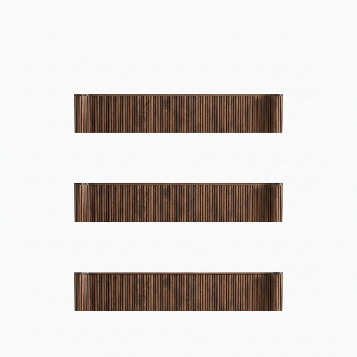 【LAS VEGAS MARKET EXHIBIT】Fluted Walnut Platform Bed with Tall Headboard