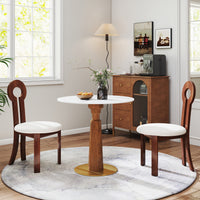 Solid Wood Conversation Table – Multi-Shape & Material Options + Column Base, Light Retro Leisure Table