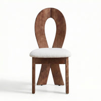 【LAS VEGAS MARKET EXHIBIT】Oval Cutout Back Wooden Dining Chair with Fabric Cushion