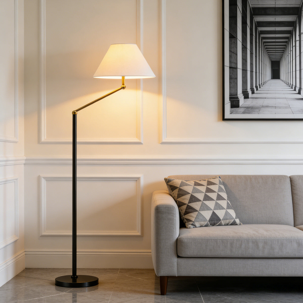 Adjustable Arm Floor Lamp with Empire Shade – Modern Standing Lamp for Living Room & Bedroom