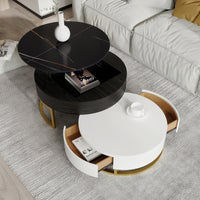 Lift-Top Nesting Coffee Table with Storage – 2 Tabletop Options (Black/White Sintered Stone)