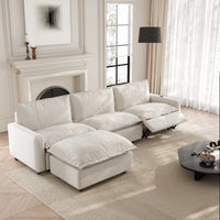 Solid Wood Frame L-Shaped Linen Sectional Sofa with Functional Recliner, Wireless Charging, Zero Gravity Recline & Seat Heating, 3 Color Options