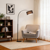 Modern Arc Floor Lamp with Drum Shade – Adjustable Standing Lamp for Living Room & Reading Nook
