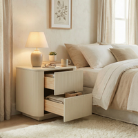 Fluted 2-Drawer Nightstand with Rounded Edges – Modern Minimalist Bedside Table