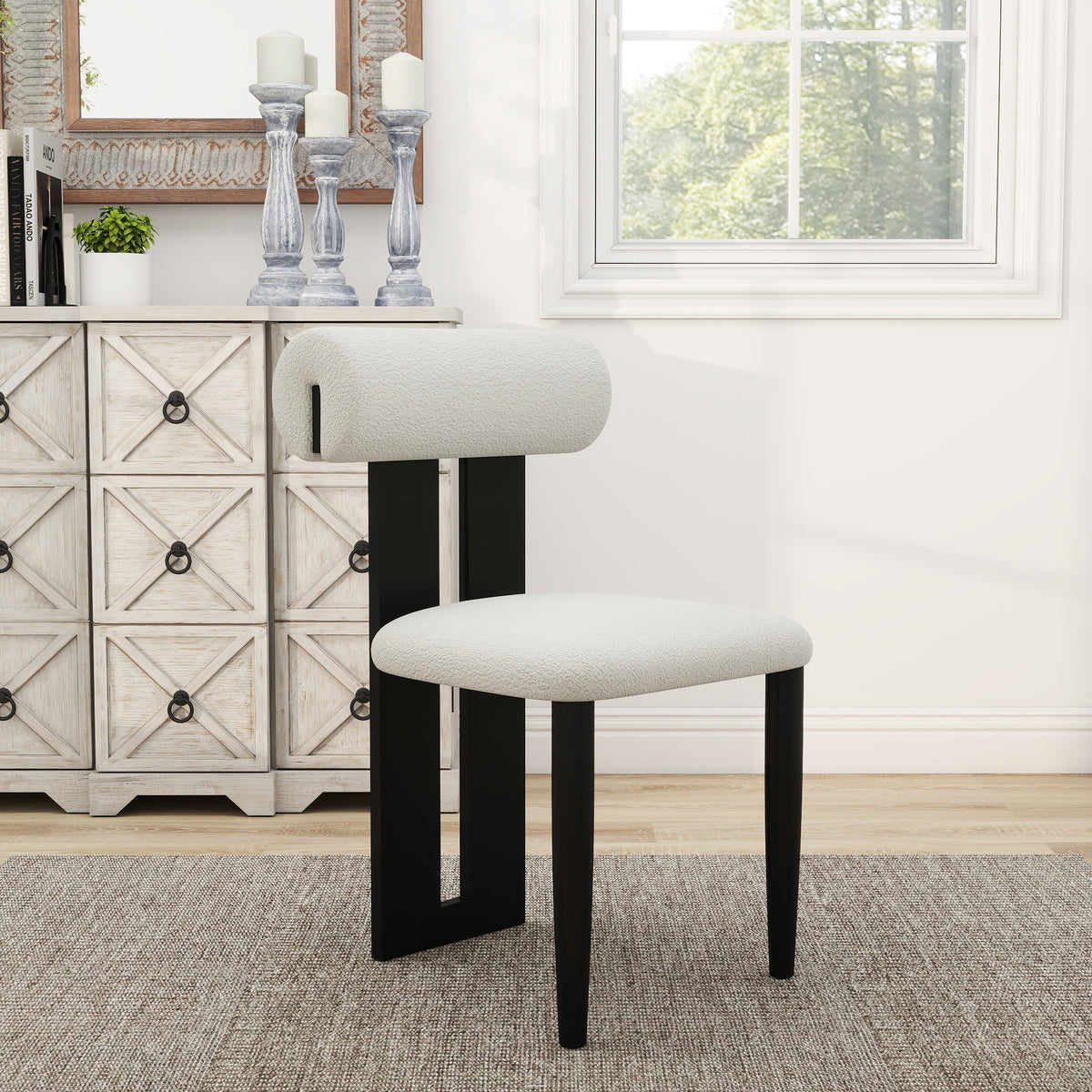 Modern Light Luxury Teddy Fabric Dining Chair Set of 2
