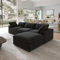 Enlarge the Product Image Button Sky Cloud Sectional Sofa | Washable Cover 120-Inch Linen L-Shaped Sectionals 4-Seaters