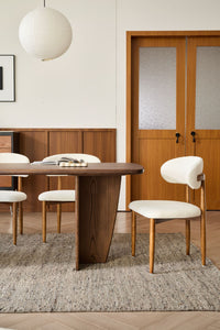 Modern Minimalist Dining Table with Tapered Walnut Base