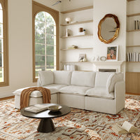 Modular L-Shaped Linen-Look Sectional Sofa, 4 Color Options, Freely Reconfigurable Couch with Removable Washable Covers & Sturdy Iron Frame