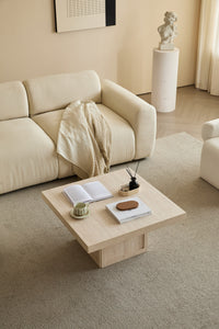 Square Travertine-Top Coffee Table