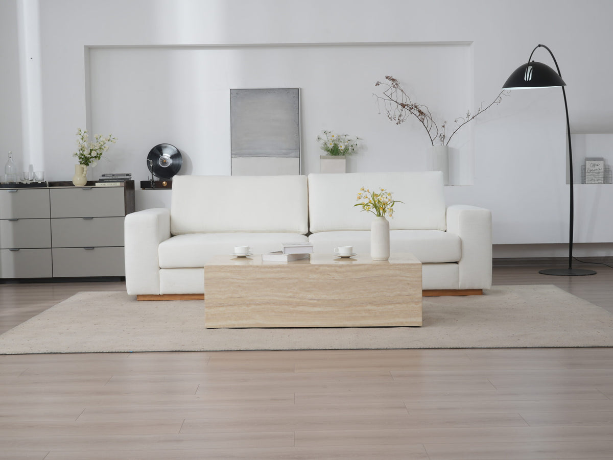 Minimalist Modern Sherpa Sectional Loveseat