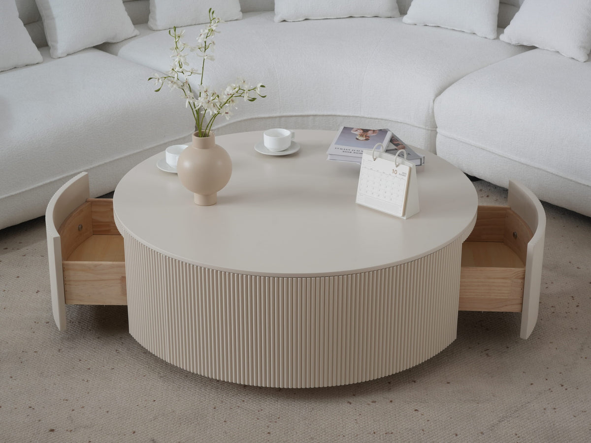 Minimalist Ribbed Round Coffee Table