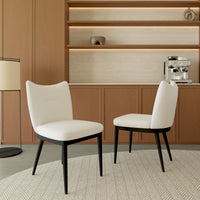 Vegan Leather Upholstered Dining Chairs, Black Carbon Steel Frame, 2/4 Pack Per Box Modern Arched Back Dining Side Chairs