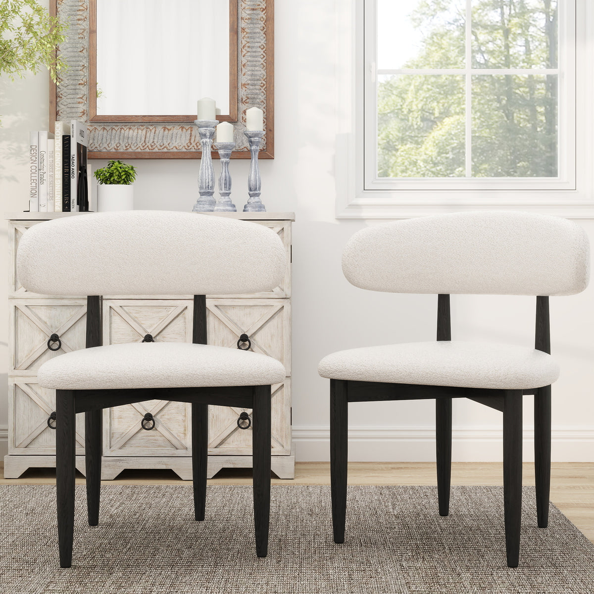 Modern Upholstered Dining Chair Set – 2 Fabric Options, 2 Colors, 2-Pack / 4-Pack Available