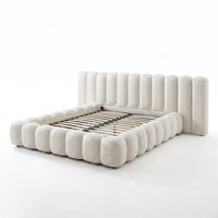 【LAS VEGAS MARKET EXHIBIT】Boucle Bubble Upholstered Platform Bed with Channel Headboard