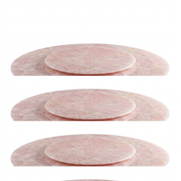 【LAS VEGAS MARKET EXHIBIT】Round Pink Natural Marble Dining Table, White Glossy Vase-Shaped Base Modern Luxury Kitchen & Dining Room Table