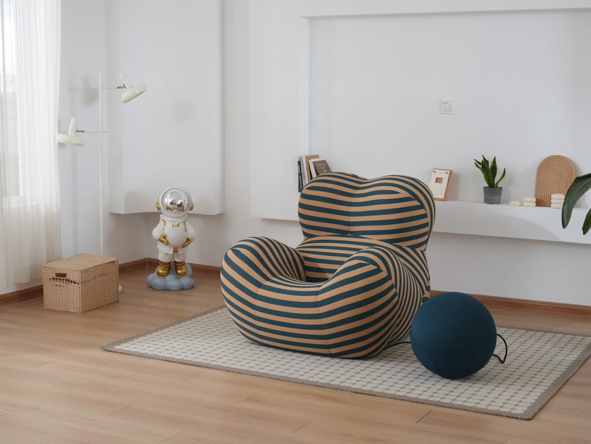 Unique Modern Stripe Accent Chair Sofa with Ottoman