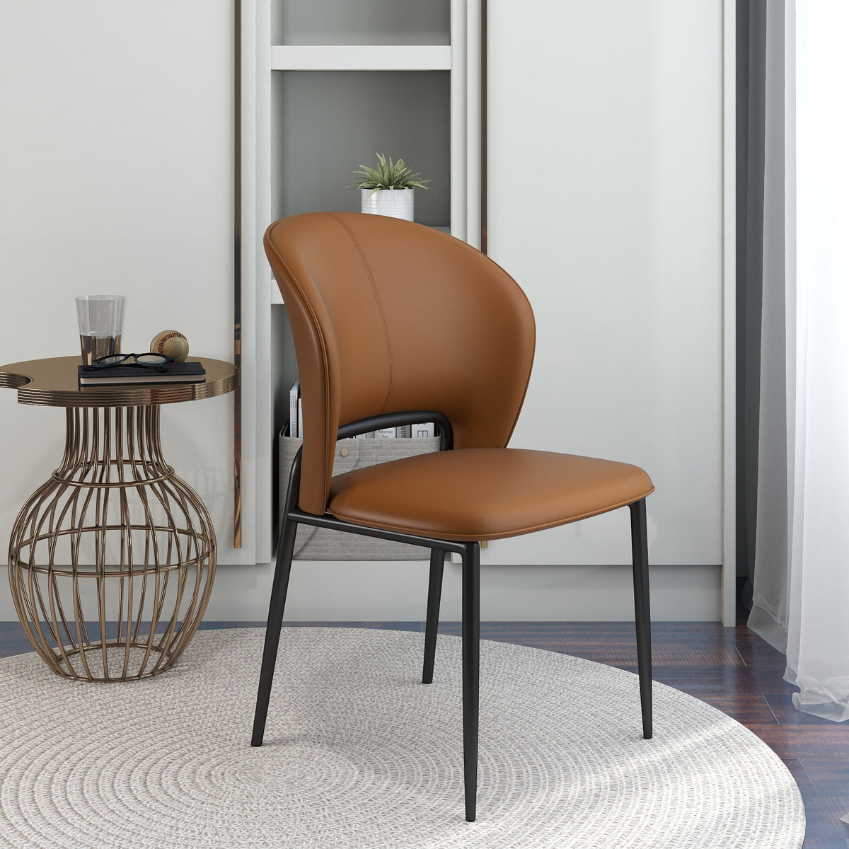 Modern Italian Style PU Leather Dining Chair Set of 2