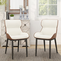 Modern Contrast Color Leather Dining Chair Set of 2- Ergonomic Comfort Backrest with Sturdy Metal Legs for Dining Room & Kitchen