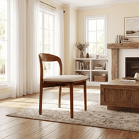 【LAS VEGAS MARKET EXHIBIT】Curved Back Dining Chair – 2 Color Options: Black Wood & Walnut Wood Upholstered Side Chair