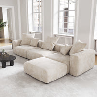 Modern Minimalist Corduroy Modular Sectional Sofa, L-Shaped Multi-Seater Fabric Couch, Freely Reconfigurable Sofa for Large Living Rooms
