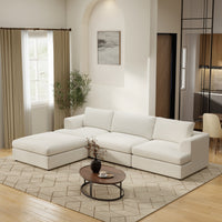 Modular L-Shaped Boucle Sectional Sofa, 2 Color Options, Freely Reconfigurable Fabric Couch with Chaise Lounge