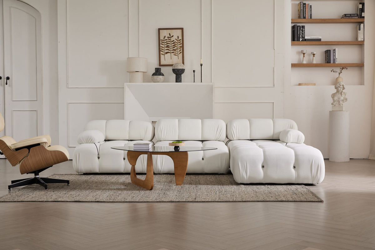 Modern Biscuit Sectional Sofa 3-Seater with Chaise