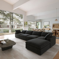 Sky Cloud Sectional Sofa | Modular Washable 160-Inch Linen L-Shaped Sectionals 5-Seaters
