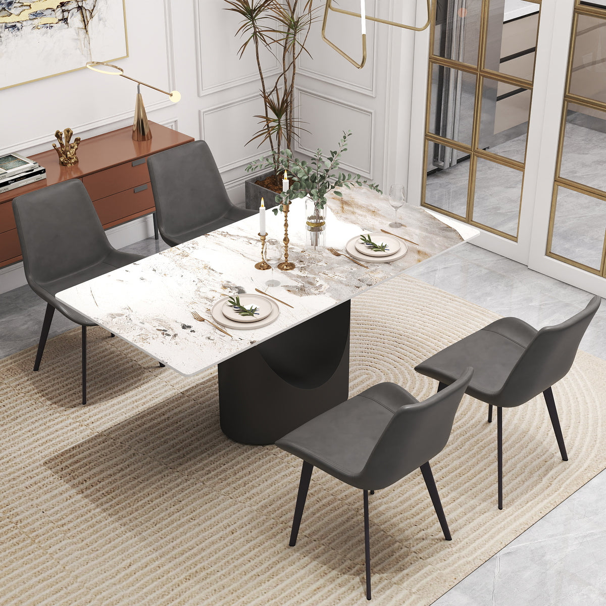 Modern Marble-Patterned Dining Table