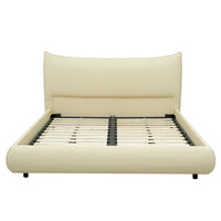 Modern Cream Upholstered Platform Bed – Fits King & Queen Size Mattress, Compatible with 10-12 Inch Thick Mattresses