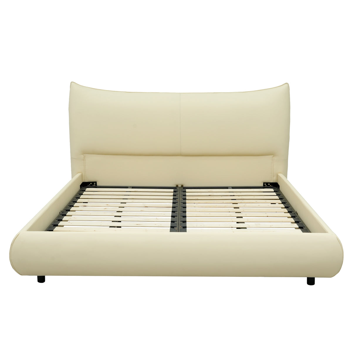 Modern Cream Upholstered Platform Bed – Fits King & Queen Size Mattress, Compatible with 10-12 Inch Thick Mattresses
