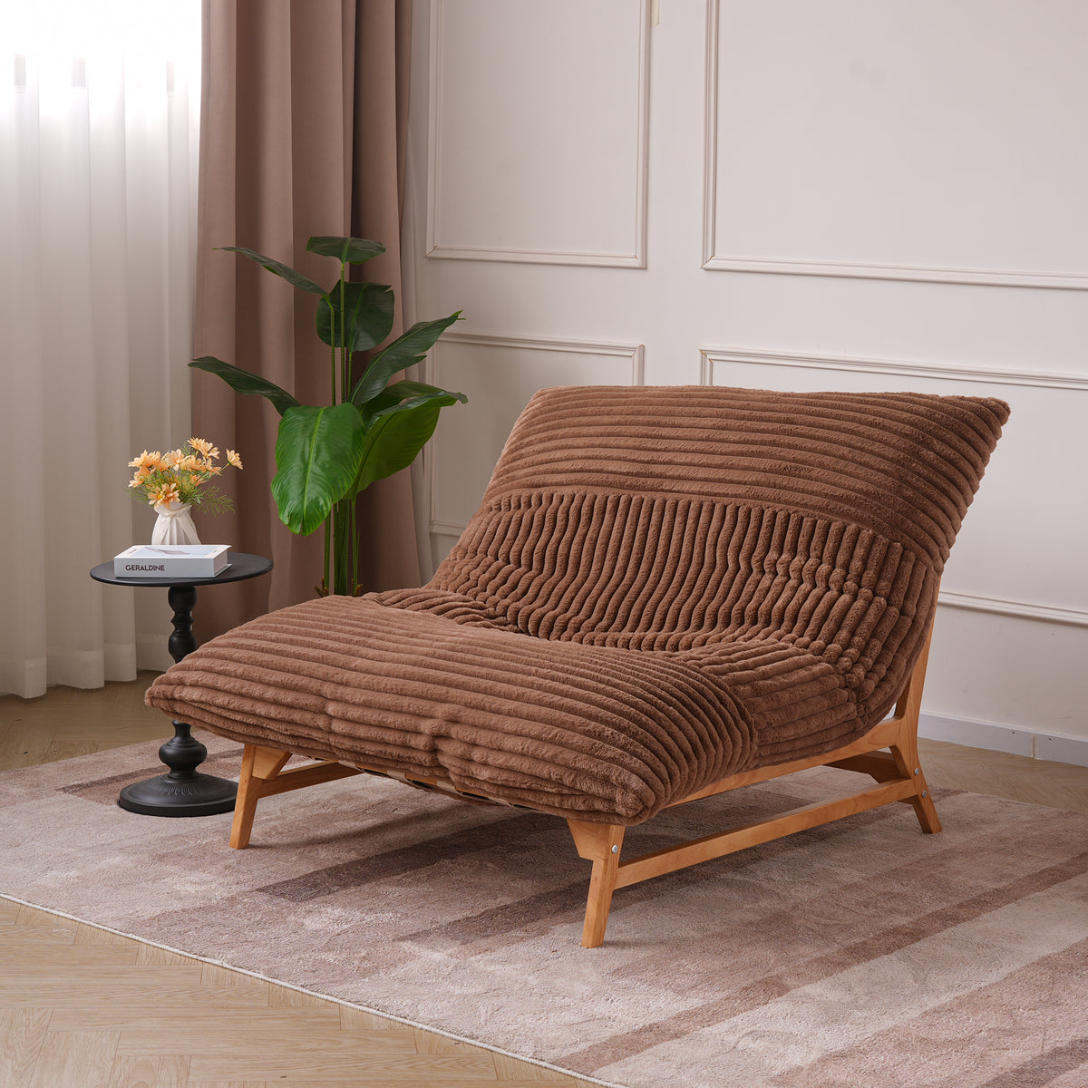 Leisure Lounge Chair – Corduroy Fabric, Solid Wood Frame for Living Room Corner/Bedroom Rest Area