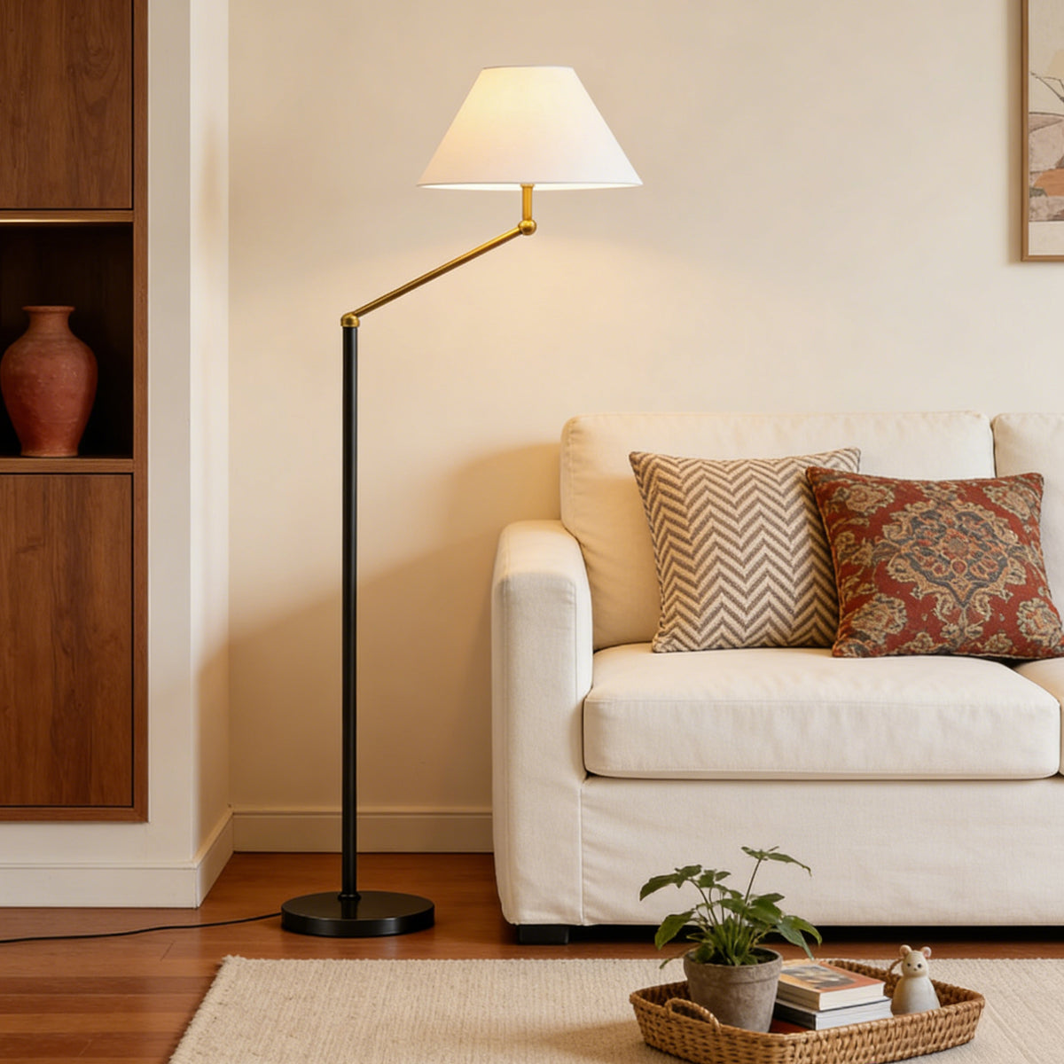 Adjustable Arm Floor Lamp with Empire Shade – Modern Standing Lamp for Living Room & Bedroom