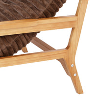 White Ash Wood Frame Chaise Lounge Accent Chair with Striped Cushion