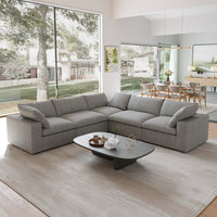 Sky Cloud Sectional Sofa | Washable Cover 120-Inch Linen Corner Sectionals 5-Seaters