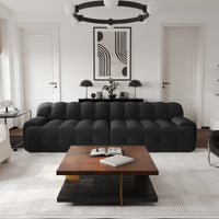 Extended Plump Modular Sofa – 3D Textured Knit Fabric + Button Quilting, Light Luxury Lazy Vibe Living Room Sofa