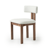 【LAS VEGAS MARKET EXHIBIT】Lambswool Upholstered Dining Chair – Walnut Wood Frame Minimalist Side Chair